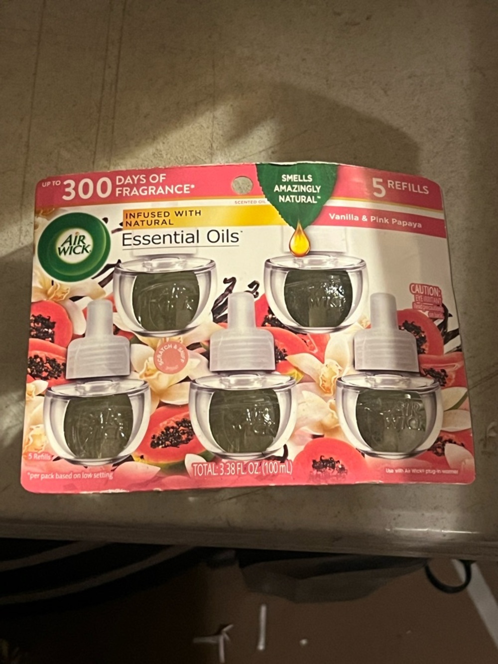 Air Wick Vanilla & Pink Papaya Essential Oils Plug-In Refills - Pink/Green
